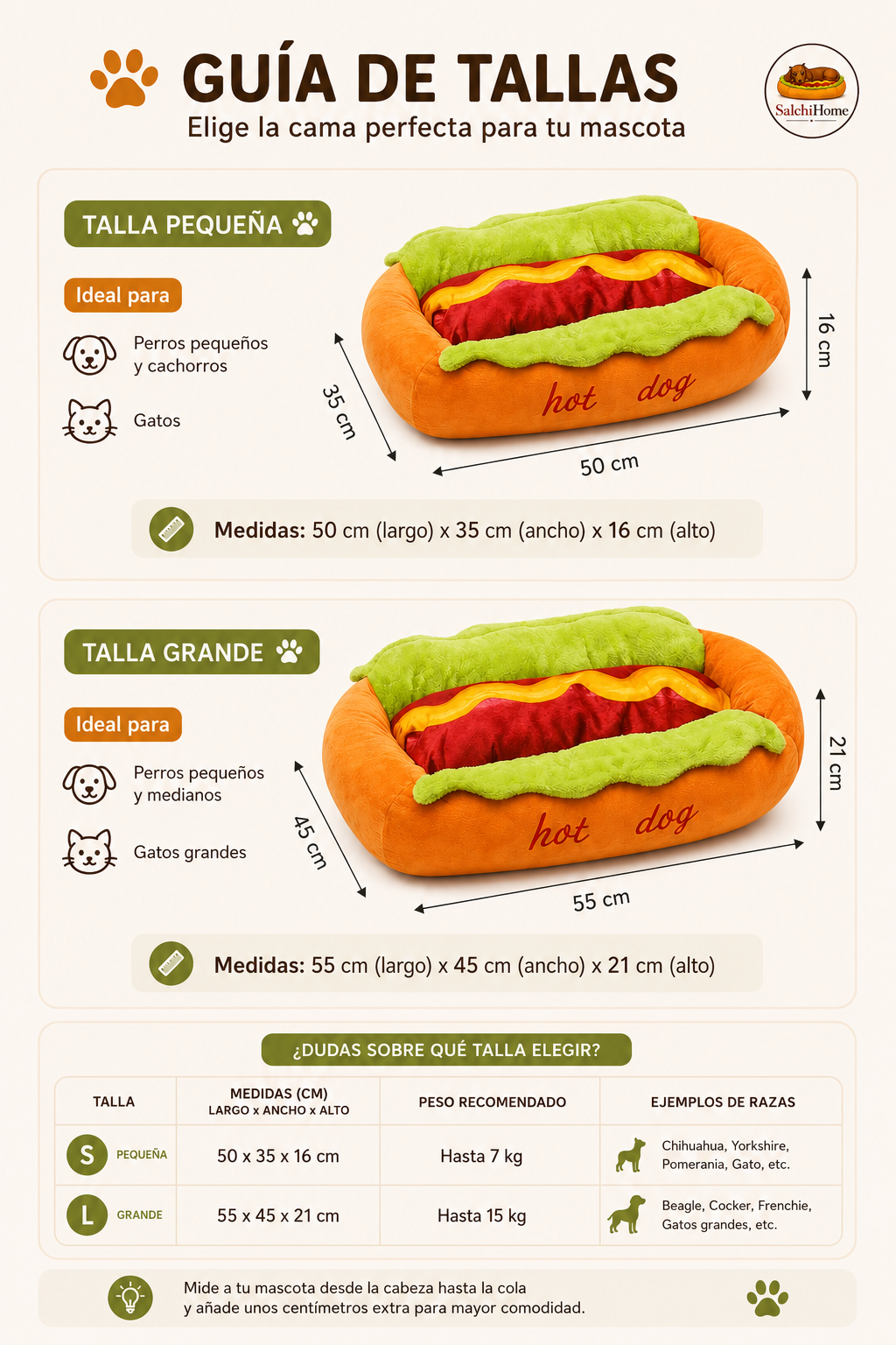 Elige la talla perfecta
